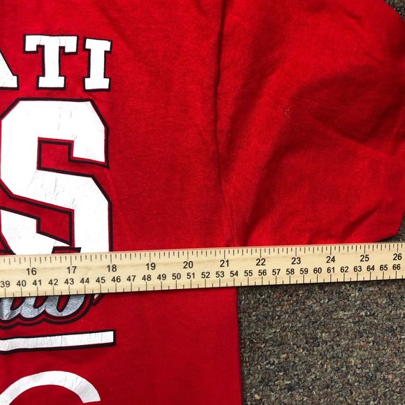 VINTAGE Logo 7 Cincinnati Reds Shirt Adult Large Short Sleeve Red 1990 - Picture 6 of 8